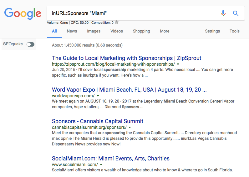 Local sponsorship search command