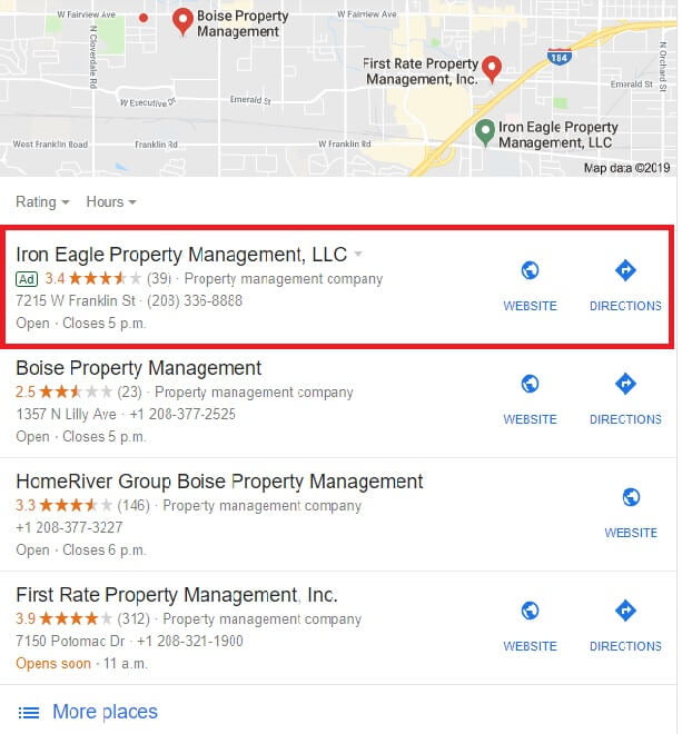 Location Extension Ad for Property Managers