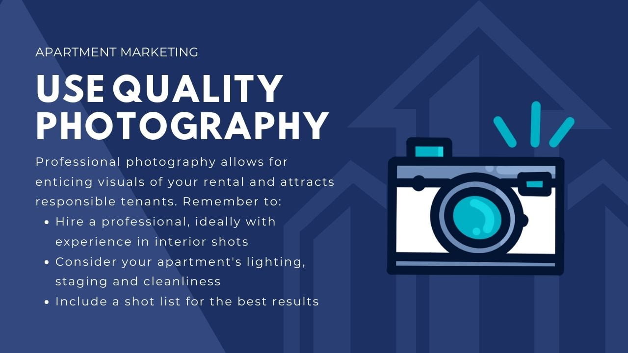 marketing for apartments - use quality photography